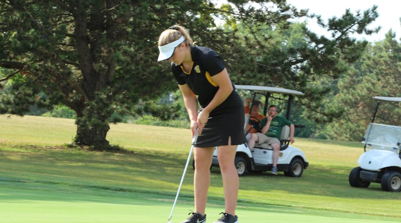 Isabella DeMayo of Shawnee was among the individual qualifiers to the girls Division II district golf tournament at PipeStone Golf Course. CONTRIBUTED PHOTO