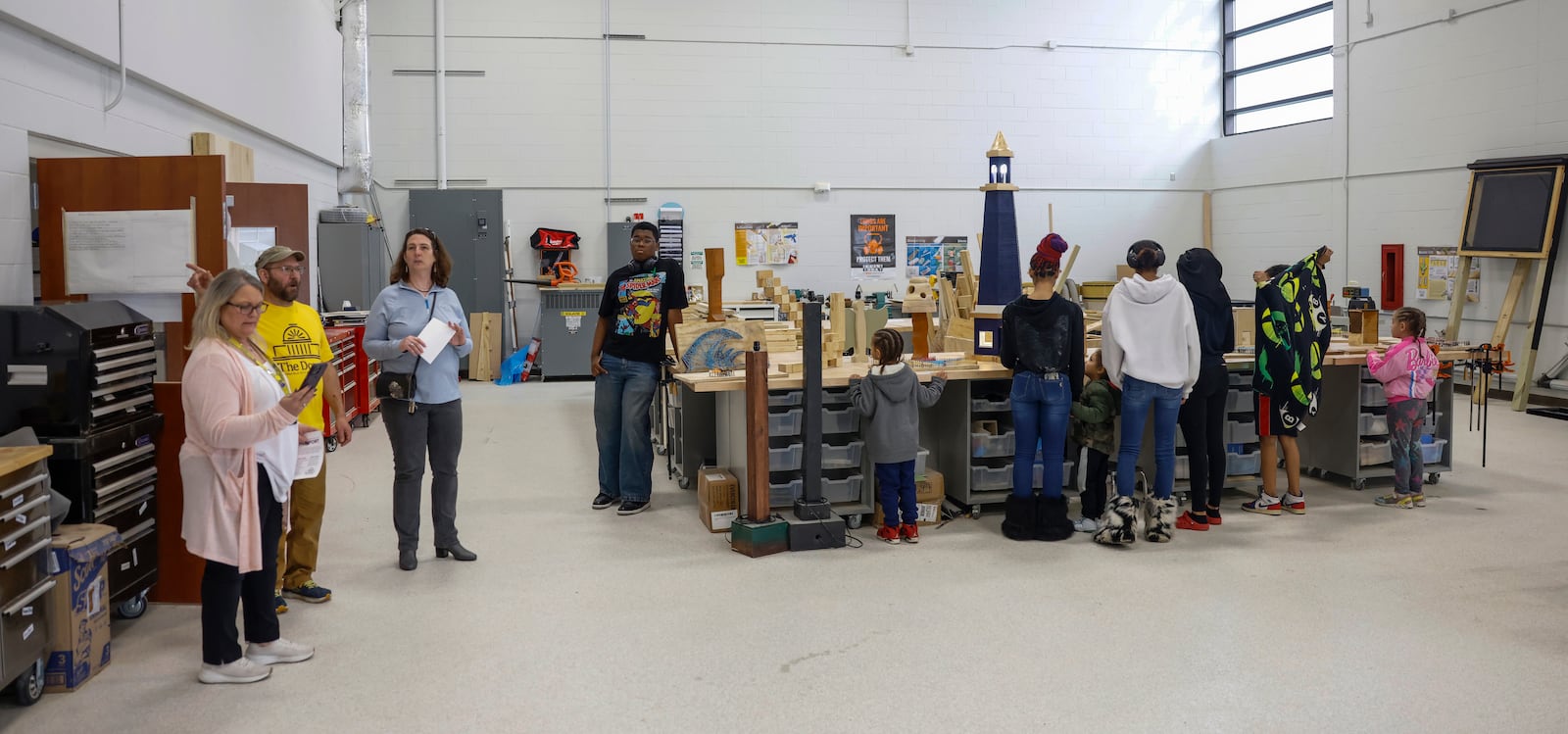 A group checks out the construction lab during a tour as part of "The Dome Experience" at the Dome on Wednesday, March 25, 2026, in Springfield. JOSEPH COOKE/STAFF