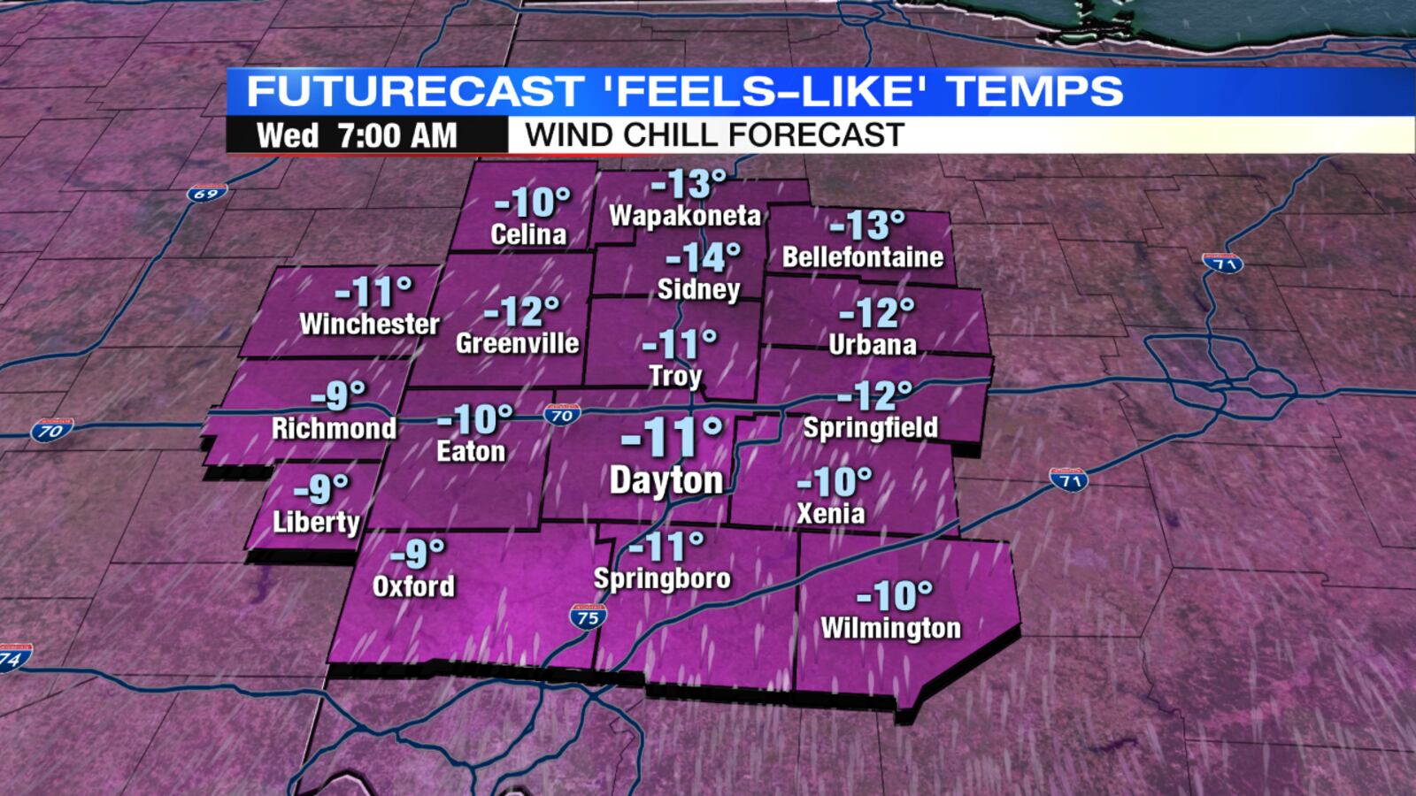 Feels Like Temperatures for Wednesday Morning