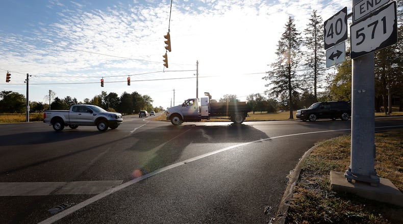 The intersection of Route 40 and State route 571 near New Carlisle in Clark County. MARSHALL GORBY\STAFF