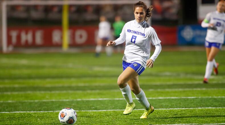 Cutline: Northwestern High School senior Izzy Fissel dribbles the ball during their Division II district semifinal game against Carroll in Tipp City last season. CONTRIBUTED PHOTO BY MICHAEL COOPER