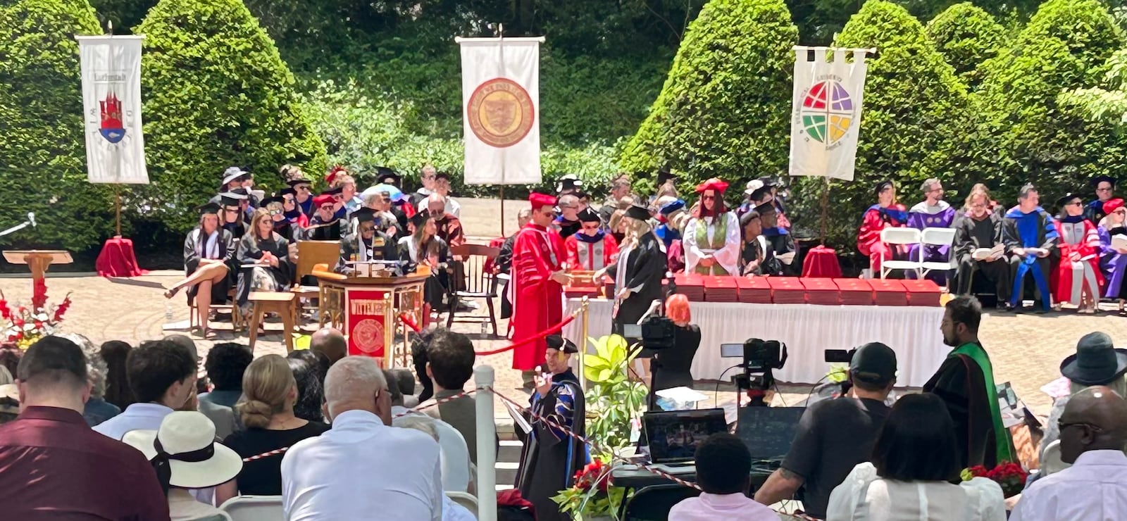 Wittenberg University conferred over 300 degrees at its graduation ceremony May 17, 2025, at the scenic commencement hollow on its Springfield campus. JEREMY P. KELLEY / STAFF