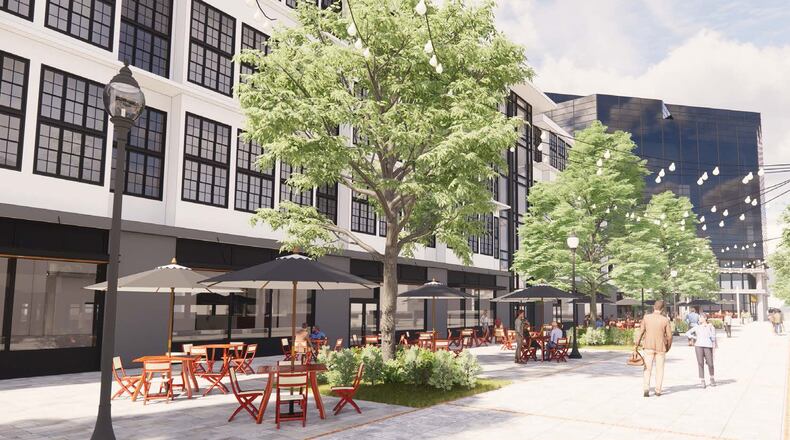 A rendering of what parts of the city hall plaza could look like in the future as the City of Springfield works with the design firm MODA4. CONTRIBUTED