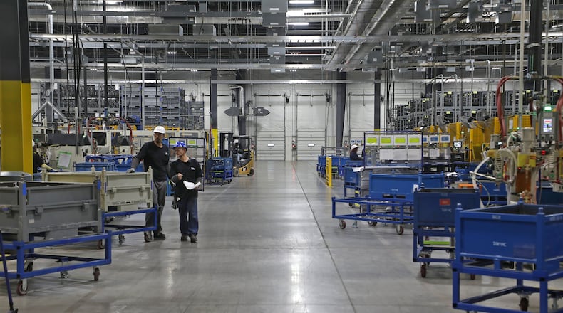 The assembly department at the Springfield Topre plant in 2019. Representatives of the company said that they are encouraging employees to get vaccinated, but are not requiring it. BILL LACKEY/STAFF
