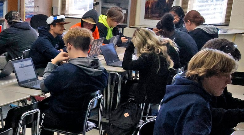 A crowded government class at the Springfield-Clark Career Technology Center. BILL LACKEY/STAFF