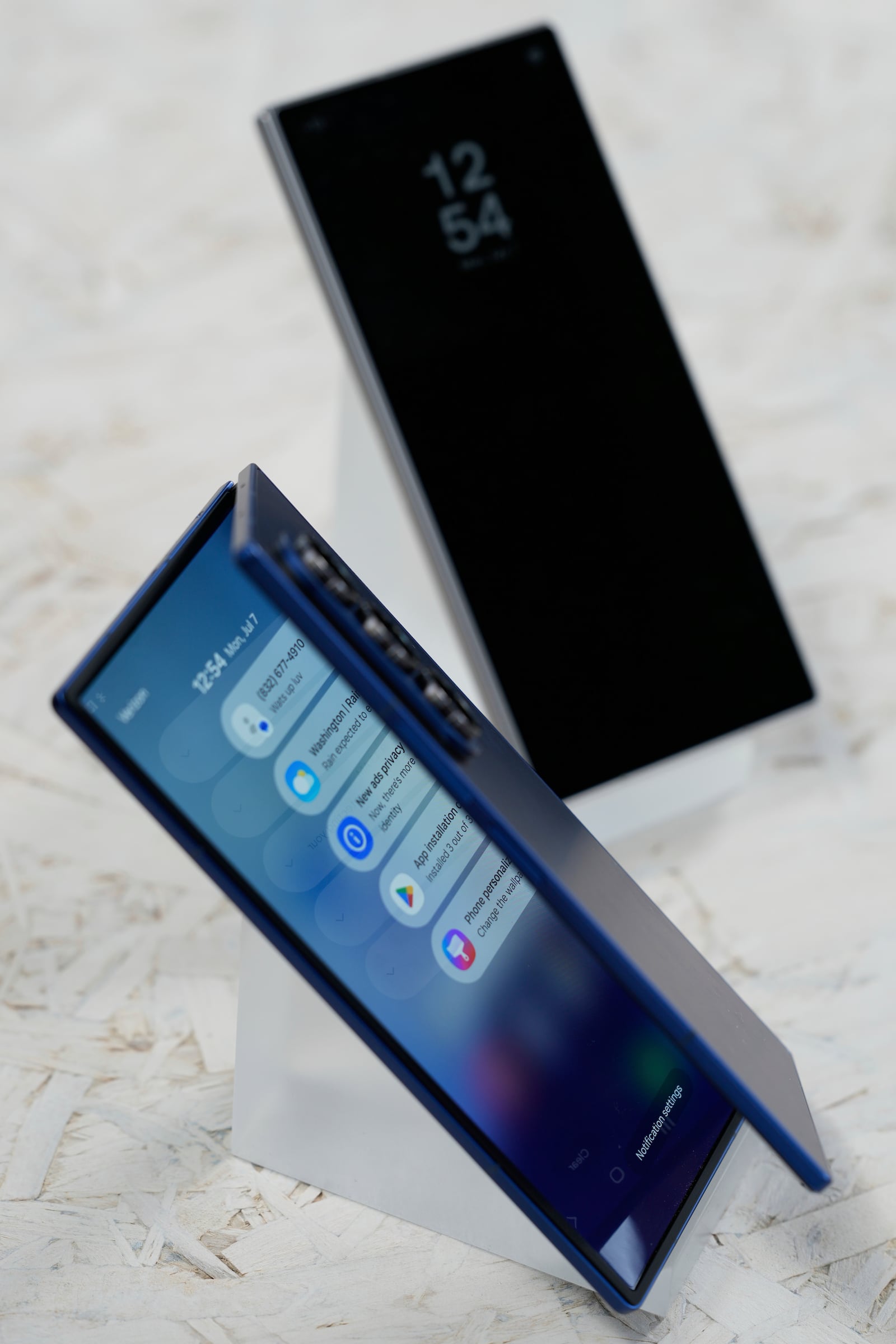 The new Galaxy Z Fold 7 is displayed during a Samsung preview event in New York, Monday, July 7, 2025. (AP Photo/Seth Wenig)