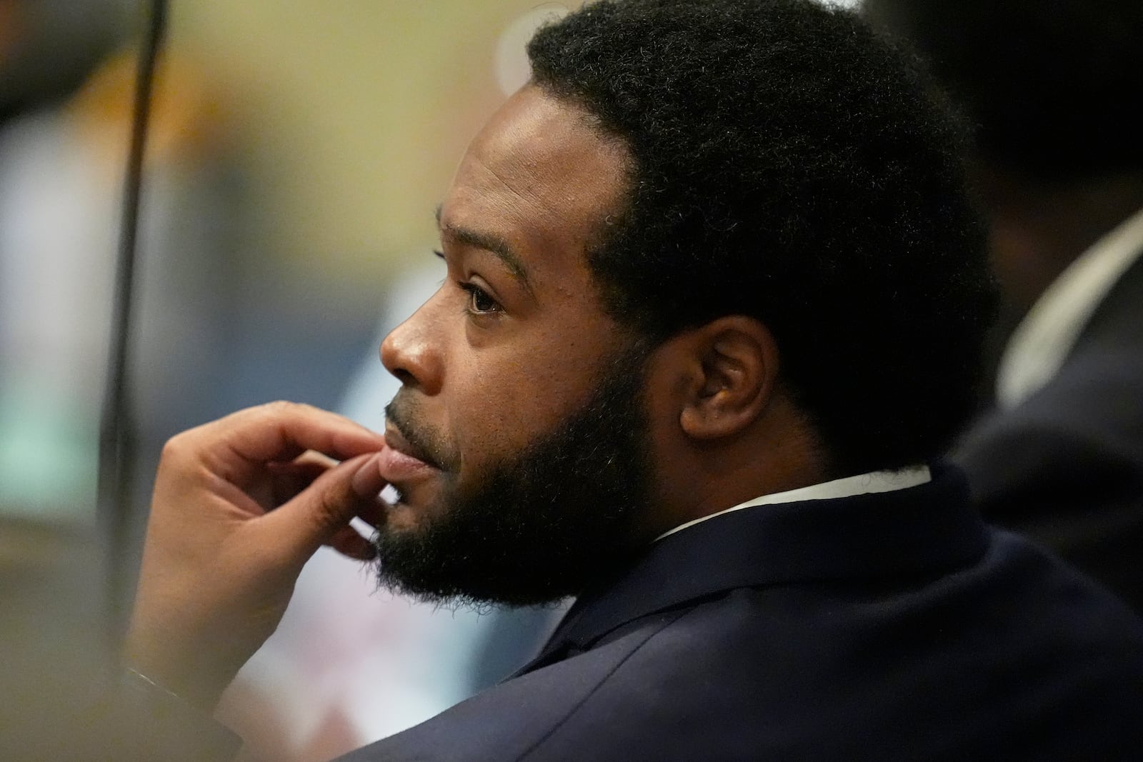 Former Memphis Police Officer Demetrius Haley sits in the courtroom Wednesday, April 30, 2025, during the state trial of Haley and two other former police officers accused in the 2023 death of Tyre Nichols, in Memphis, Tenn. (AP Photo/George Walker IV, Pool)
