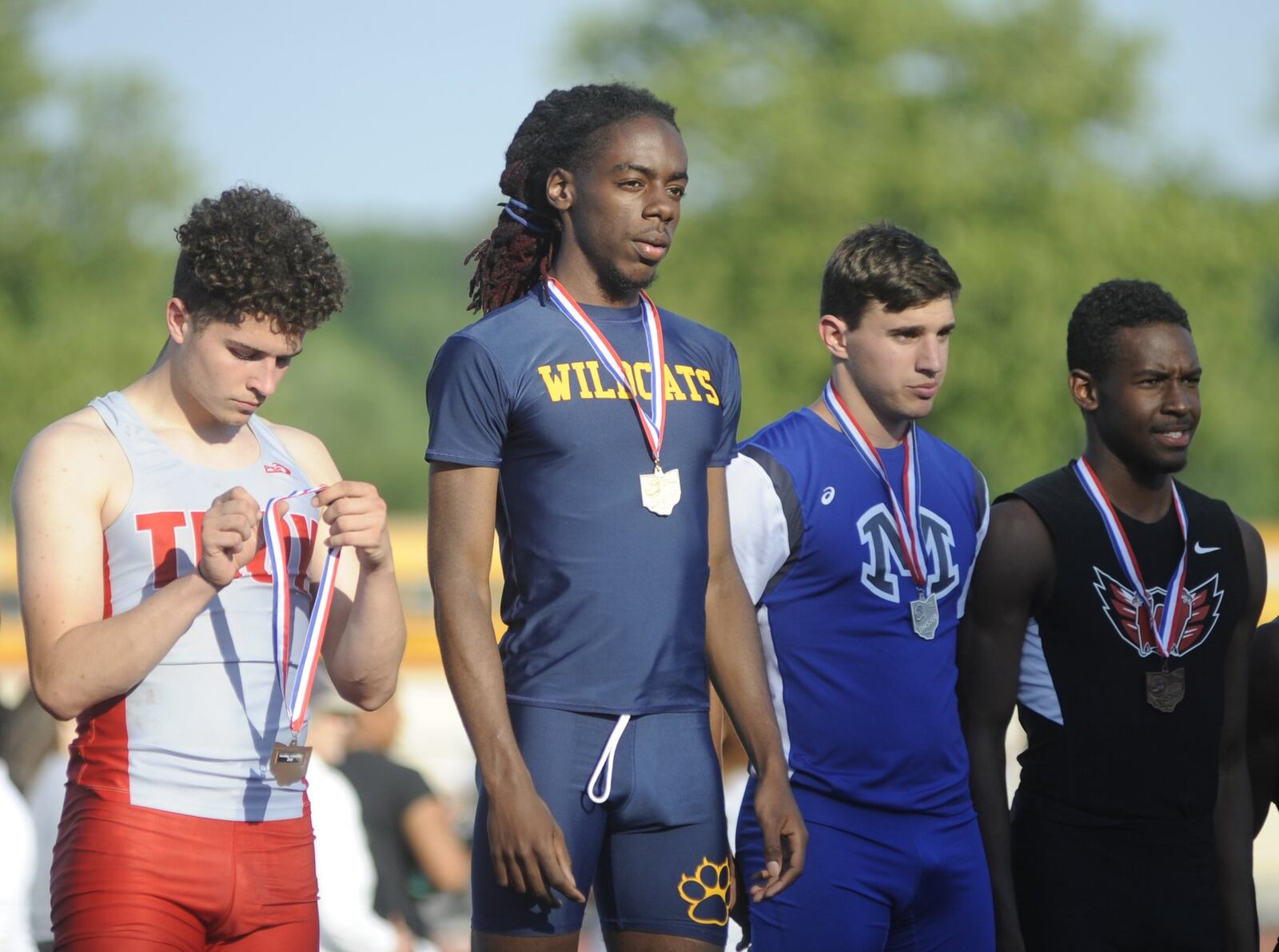 Springfield junior Dyier Smith won the 110 high hurdles (14.63) during the D-I regional track and field meet at Dayton’s Welcome Stadium on Friday, May 26, 2017. MARC PENDLETON / STAFF