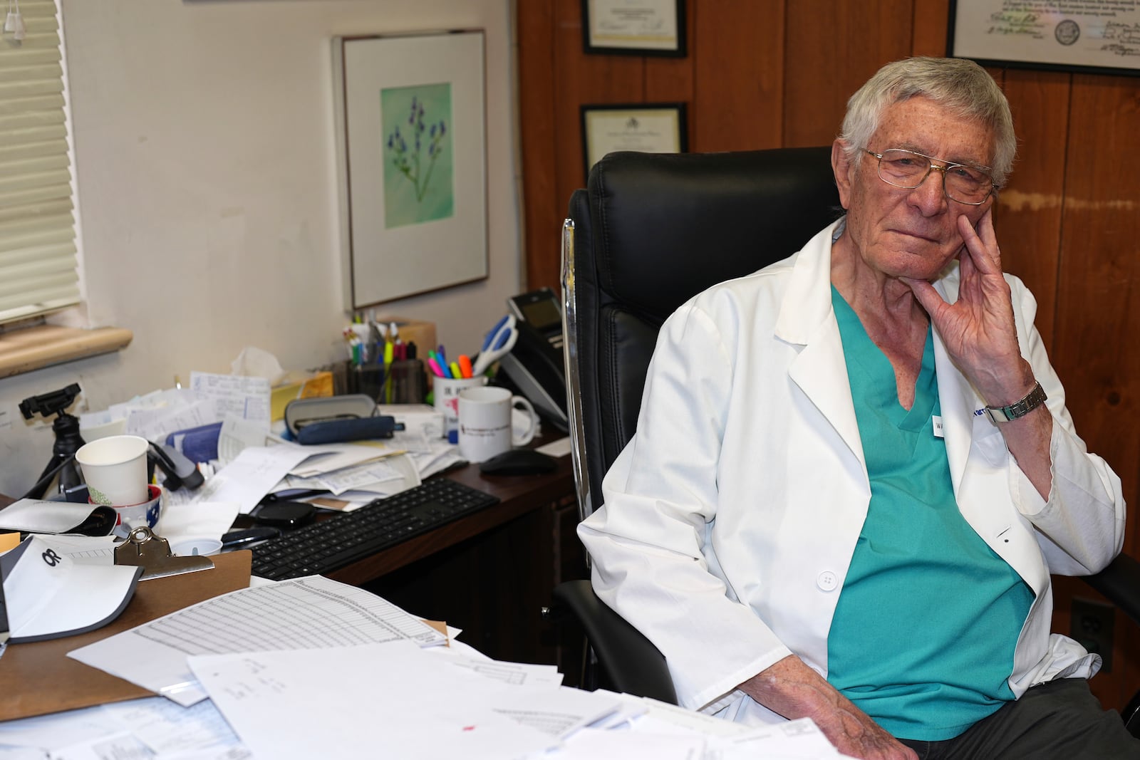 Dr. Warren Hern sits in his now-closed clinic Wednesday, May 7, 2025, in Boulder, Colo. (AP Photo/David Zalubowski)