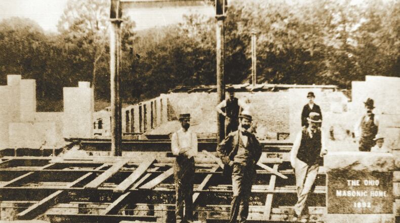1892 photograph of the Ohio Masonic Home castle cornerstone. Photo contributed by the Ohio Masonic Community