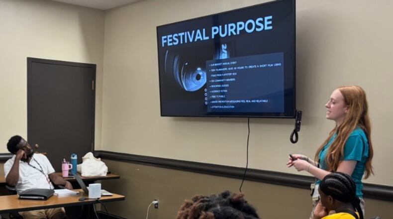 Mary Cunningham, right, was one of 12 students from the Clark County-based Bringing Awareness to Students (BATS) youth prevention group that attended and made a presentation at the recent Youth to Youth International Summer Leadership Conference. CONTRIBUTED