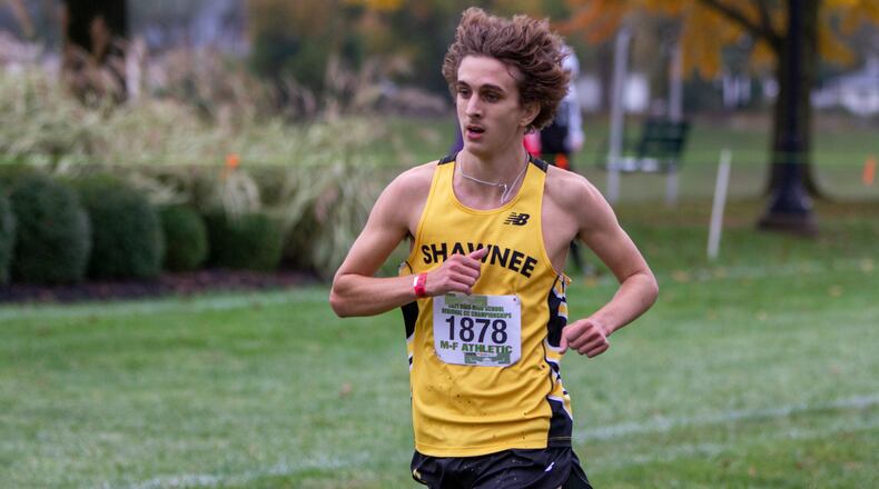 Shawnee's Jordyn Dillavou runs in the Division II regional cross country meet Saturday in Troy. Jeff Gilbert/CONTRIBUTED