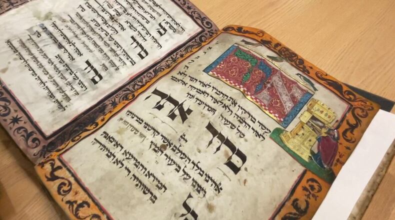 One of the prized possessions of the Klau Library at Hebrew Union College is this Haggadah, an illustrated Passover prayer book created in the 15th century in Heidelberg, Germany. Photo by Ray Pfeffer