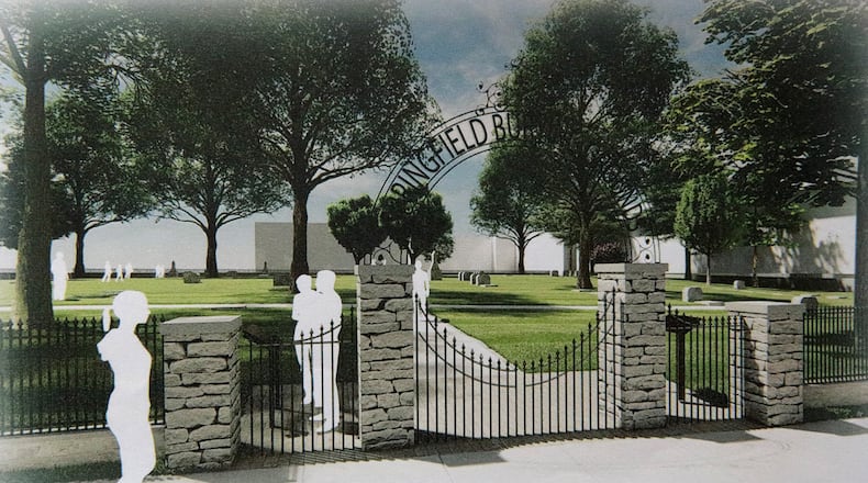 Artists rendering of the Springfield Burying Grounds.