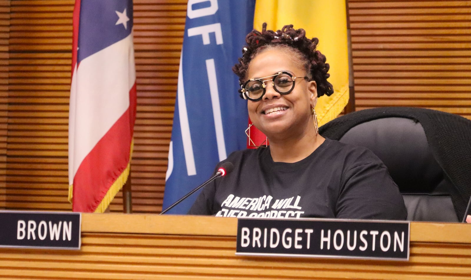 Springfield City Commissioner Krystal Brown thanks her family and supporters at her last Springfield City Commission meeting Tuesday, Dec. 30, 2025. JESSICA OROZCO/STAFF