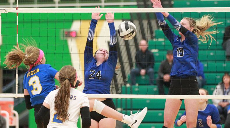 Russia defeated Fairlawn in three sets in a girls high school volleyball D-IV regional semifinal at Northmont on Thursday, Oct. 31, 2019. MARC PENDLETON / STAFF