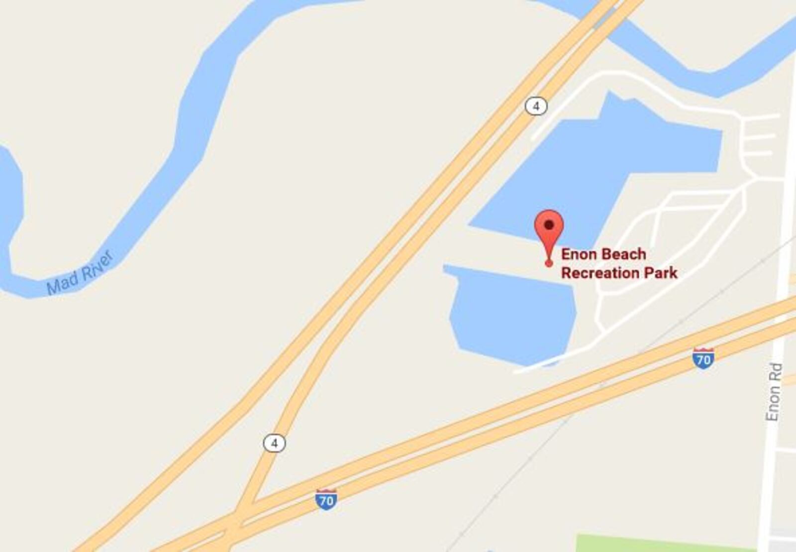 Google map of Enon Beach, Mad River Twp. in Clark County