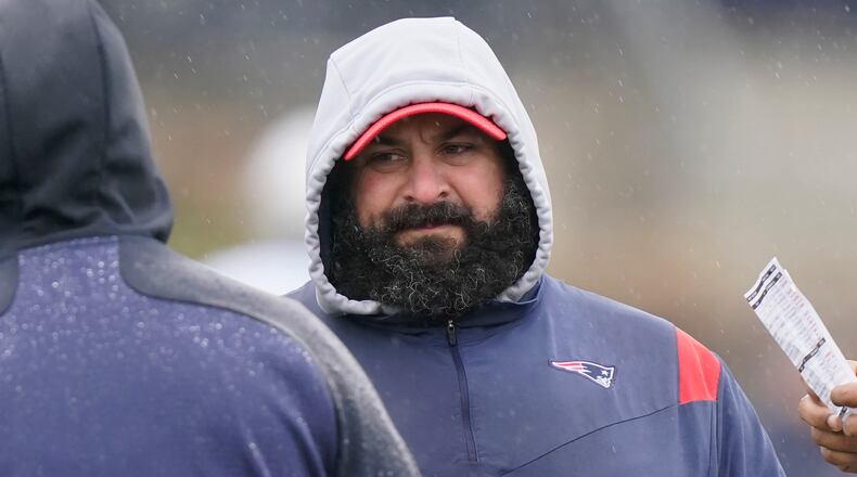 New England Patriots senior football advisor Matt Patricia on the field during an NFL football practice, Wednesday, Dec. 22, 2021, in Foxborough, Mass. (AP Photo/Steven Senne)