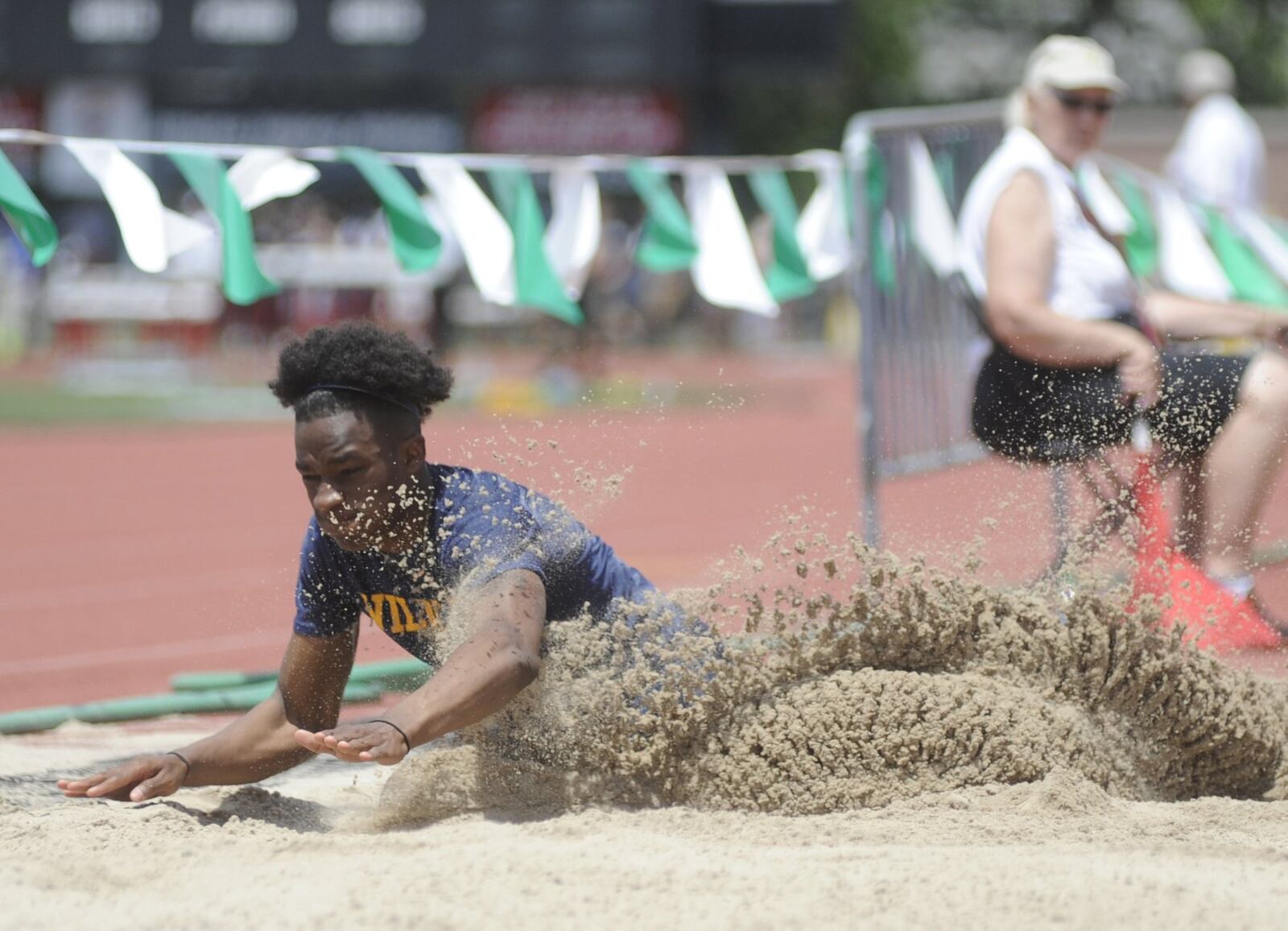 Springfield junior Quincy Scott was second in the long jump (23-11.50) during the D-I state track and field meet at OSU’s Jesse Owens Memorial Stadium on Saturday, June 3, 2017. MARC PENDLETON / STAFF