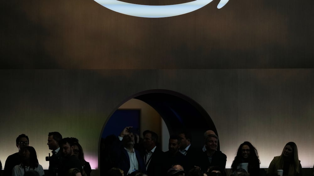 FILE - An Amazon logo is seen at an Amazon event in New York, Tuesday, Sept. 30, 2025. (AP Photo/Seth Wenig, File)