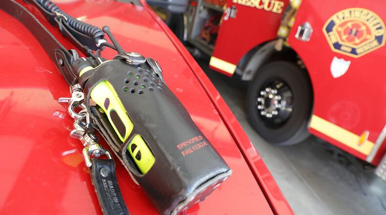 The new radios that the Springfield Fire/Rescue purchased with a $491,000 federal grant. BILL LACKEY/STAFF