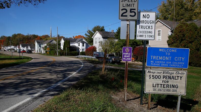 An entrance to the village of Tremont City. BILL LACKEY/STAFF