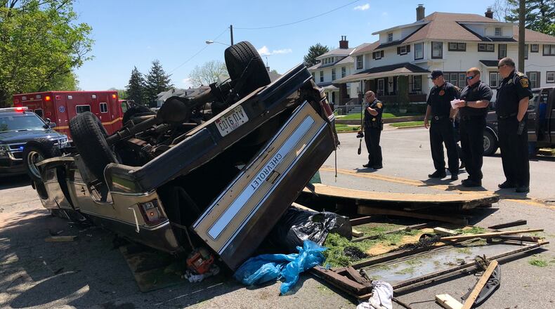 At about noon on Thursday, May 10, 2018, a car ran a stop sign and struck a pickup truck at the intersection of Grand and Tibbits avenues, according to police.
