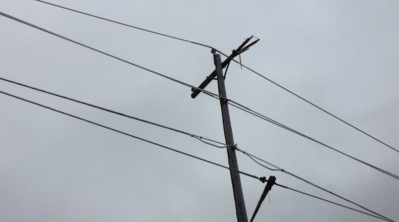 Powerlines were reported down on two roads in Bethel Twp. in Clark County. FILE
