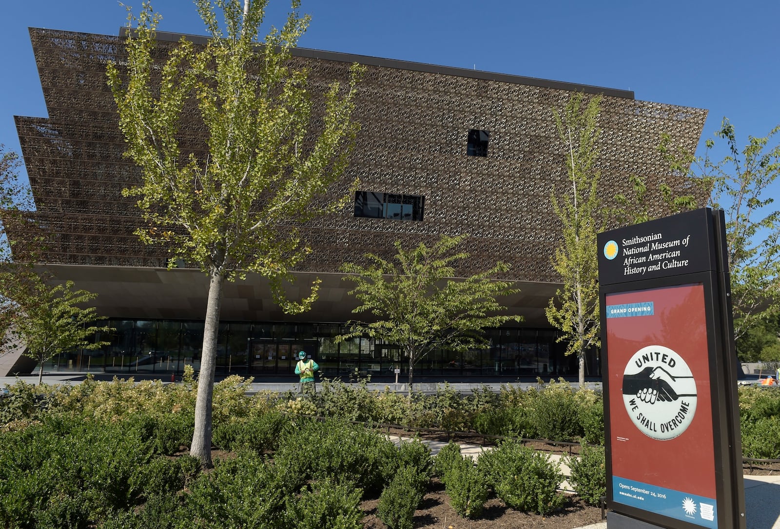 FILE - The exterior of the National Museum of African American History and Culture in Washington, before the museum opened, Sept. 14, 2016. (AP Photo/Susan Walsh, File)