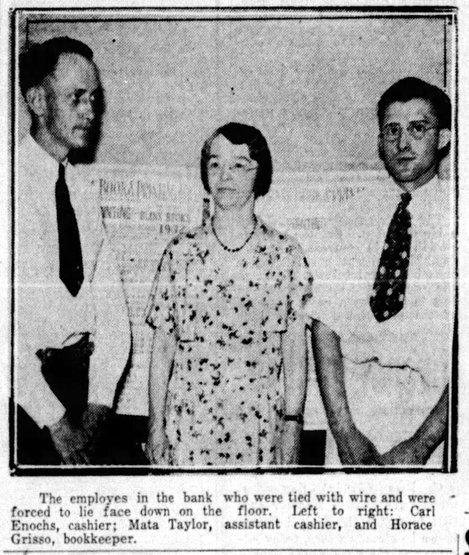 New Carlisle National Bank employees Carl Enochs, Mata Taylor and Horace Grisso. DAYTON DAILY NEWS ARCHIVES