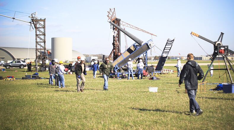 A file photo of the 13th annual Pumpkin Chuck, at the National Museum of the U.S. Air Force flight line. Open to the public, the next pumpkin chuck event will be Oct. 15. (Air Force file photo)