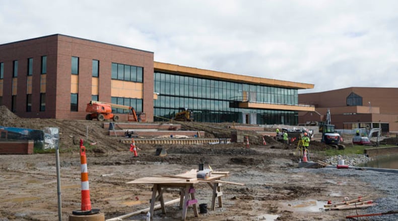 Construction of the Lorne C. Sharnberg Business Center at Cedarville University is moving closer to completion. The Business Center will open in August 2024. Photo by Scott Huck/Contributed by Cedarville University