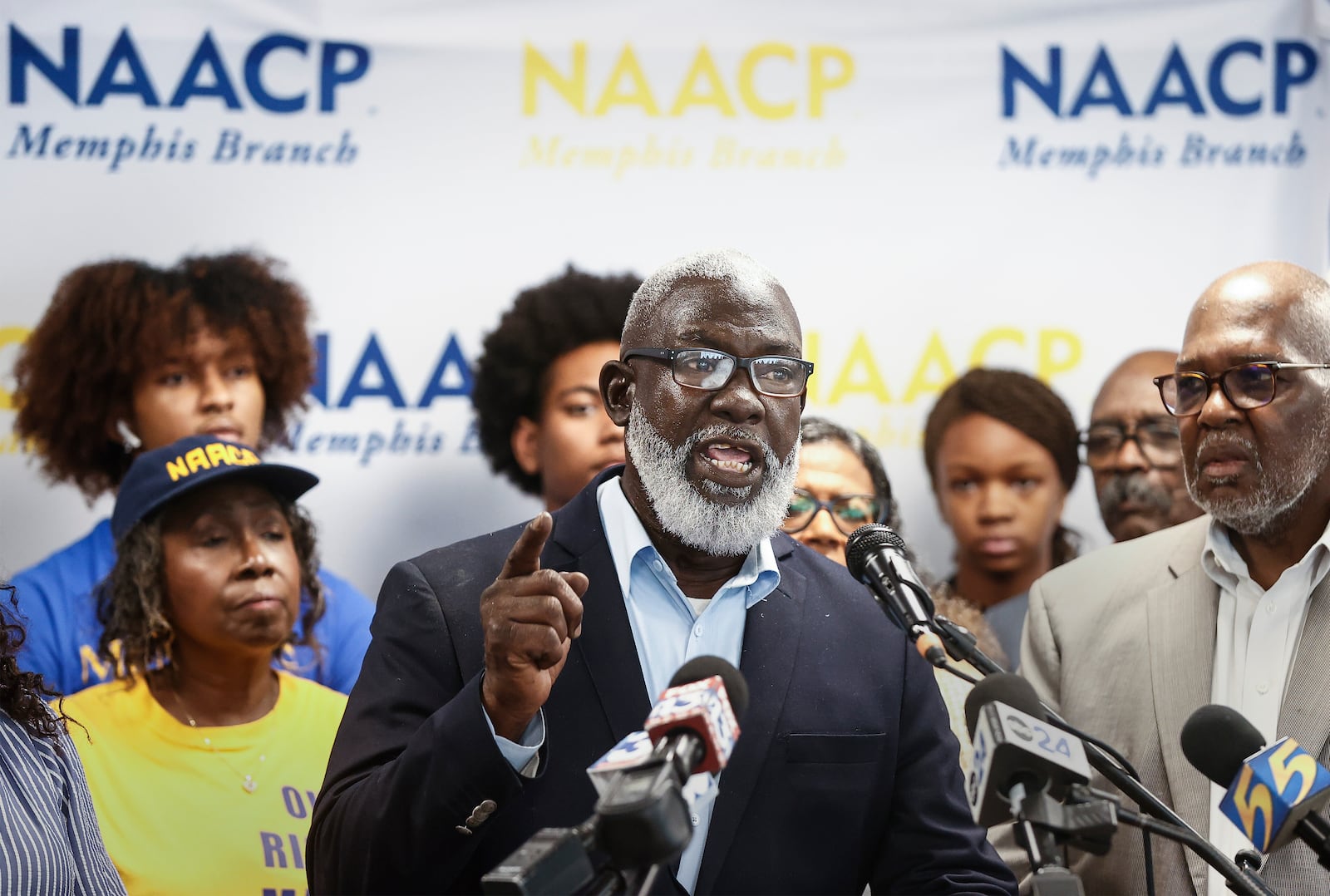 Local Boxtown resident Batsell Booker speaks during a press conference announcing NAACP plans to sue xAI over Clean Air Act on Tuesday, June 17, 2025, in Memphis. (Mark Weber/Daily Memphian via AP)