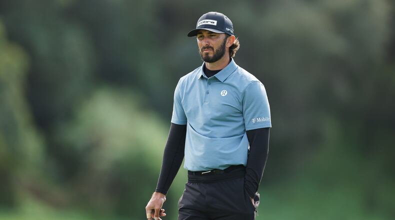 Max Homa waits to putt on the eighth green during the first round of the Genesis Invitational golf tournament at Riviera Country Club, Thursday, Feb. 19, 2026, in the Pacific Palisades area of Los Angeles. (AP Photo/Caroline Brehman)