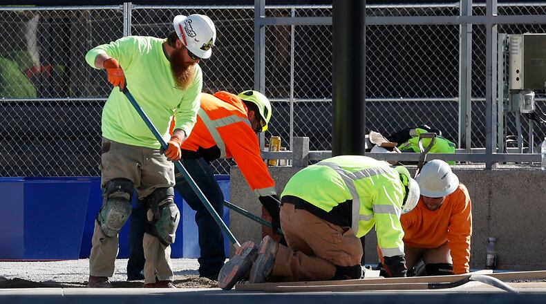 Work continued on City Hall Plaza in downtown Springfield in this photo from April. City leaders are studying the first major zoning changes since 2001. BILL LACKEY/STAFF