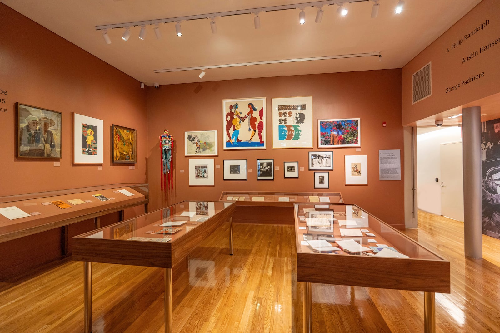 This photo provided by the New York Public Library shows an exhibit in the Schomburg Center for Research in Black Culture in New York on May 6, 2025. (Jonathan Blanc/New York Public Library via AP)