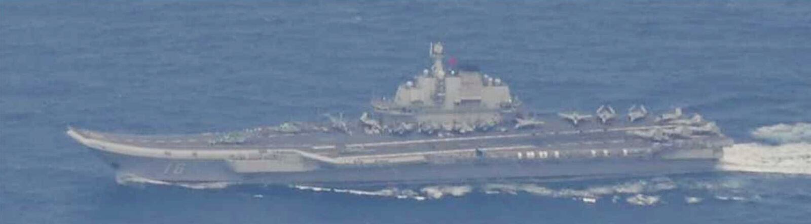 This image provided on June 12, 2025, by Japan's Ministry of Defense shows Chinese aircraft carrier Liaoning in the Pacific on June 7, 2025. (The Ministry of Defense via AP)