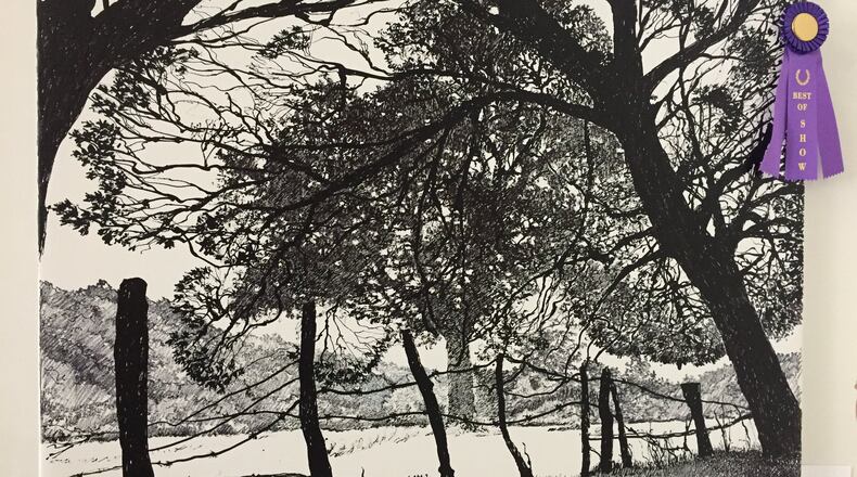Urbana artist Mike Major’s drawing “Trees on the Edge” earned Best of Show at the Champaign County Arts Council fourth annual Juried Art Exhibition earlier this month. CONTRIBUTED