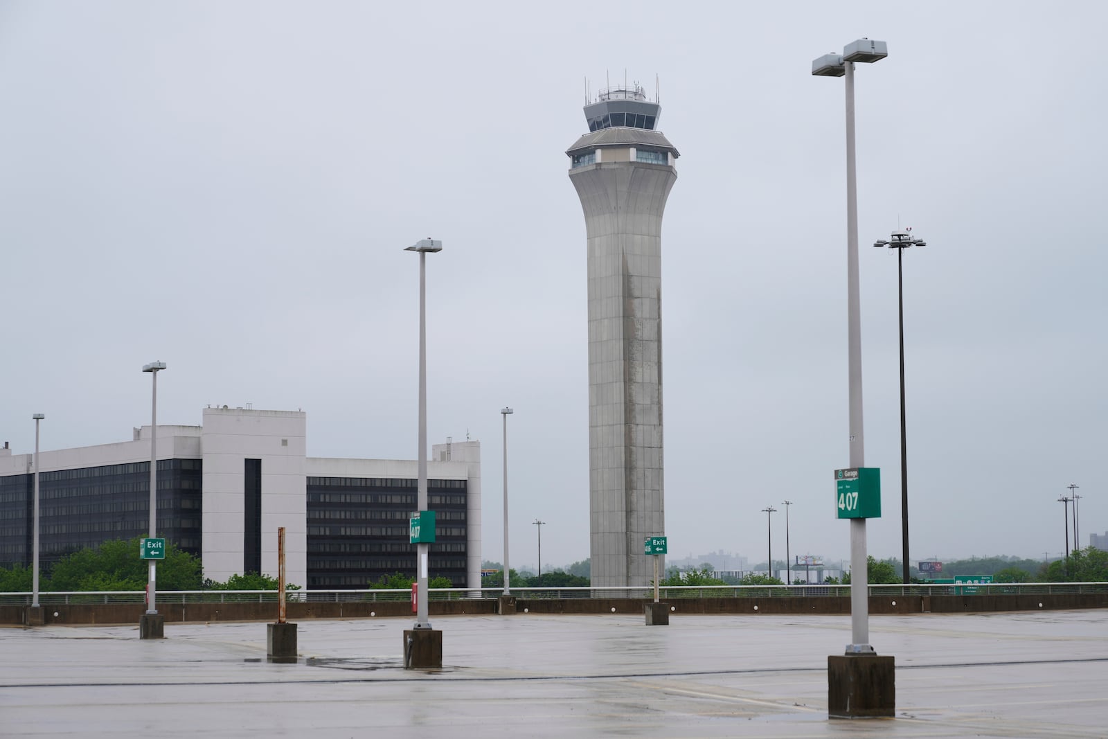 A control tower is seen at Newark Liberty International Airport in Newark, N.J., Monday, May 5, 2025. (AP Photo/Seth Wenig)