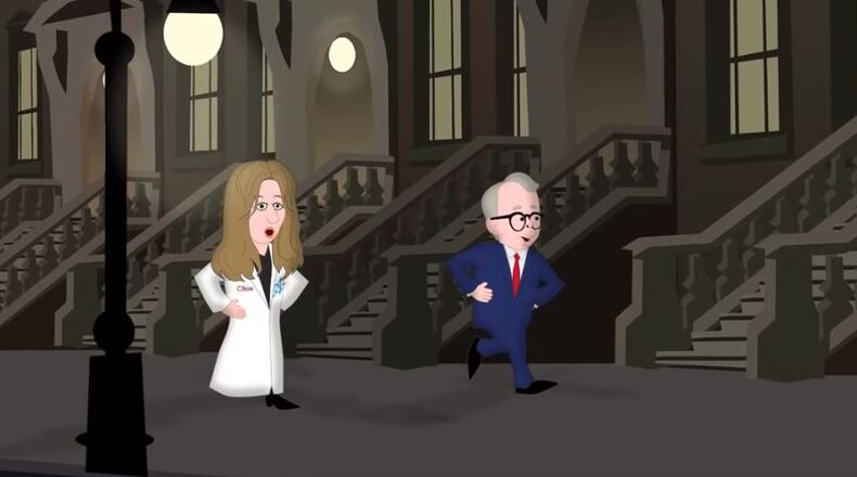 A screen grab from the parody video created by Dave Stofka, an animator in northeast Ohio.