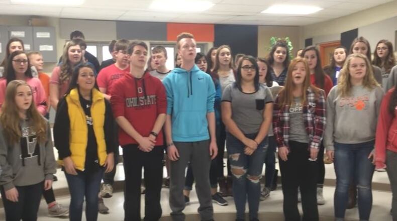 The West Liberty-Salem High School choir posted a touching video Wednesday of the group singing “Truly Brave.”