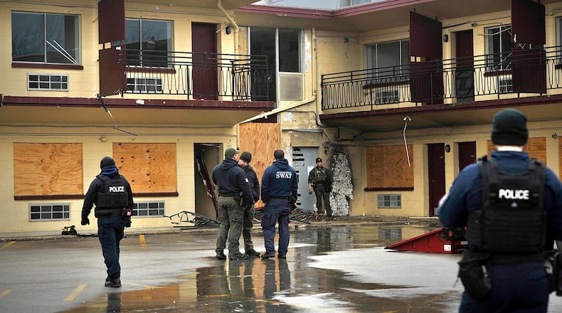 Springfield police and fire, as well as the Ohio State Highway Patrol, conducted training at the former Executive Inn in Springfield, Tuesday, March 3, 2026. Training will also take place Wednesday. CONTRIBUTED / BUCK CREEK PHOTOGRAPHY