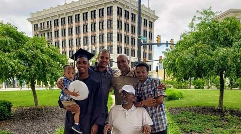 Pictured left to right: Panda Pullen (Jayden's brother), Jayden Pullen, Leon Pullen (Jayden's dad), Skip Pullen (Jayden's grandfather) Opa Pullen (Jayden's great-grandfather) Mi'Kel Pullen (Jayden's cousin).