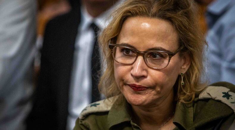 Israel's Military Advocate General Maj. Gen. Yifat Tomer-Yerushalmi, at the supreme court in Jerusalem Tuesday, Oct. 1, 2024. (AP Photo/Oren Ben Hakoon)