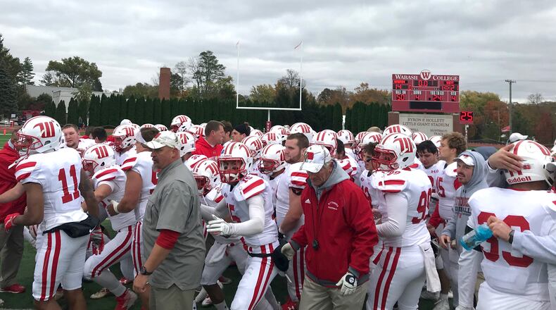 Wittenberg leaves the field after a victory against Wabash on Oct. 28, 2017.