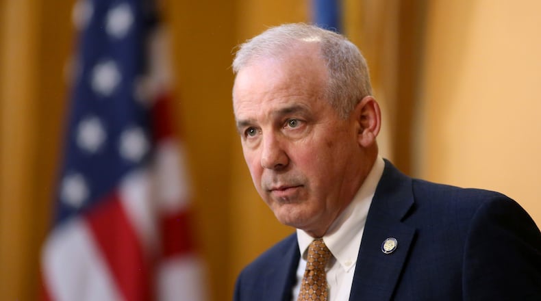 FILE - President of the Ohio Senate Matt Huffman listens to debate, Feb. 28, 2024, in the Ohio Statehouse Senate Chambers in Columbus, Ohio. (AP Photo/Joe Maiorana, File)
