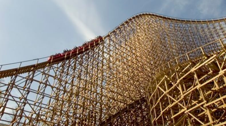 The Son of Beast wooden roller coaster, shown Friday, April 28, 2000.