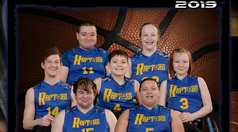 Junior Raptors team members are 1st row (bottom row) - Jaxson Quinn, Sebastian Thome; 2nd row - Daniel Johnson, Joshua DaPore, Madison Grigsby 3rd row (top row) - Caleb Walker, Carly Webster. CONTRIBUTED