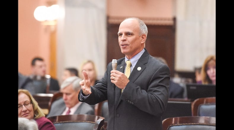 Kyle Koehler speaks on the Ohio house floor recently.