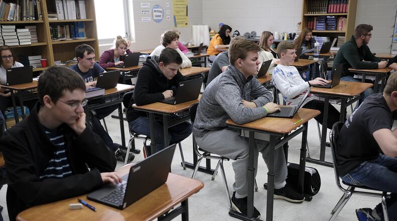 Sophomore students at Graham High School study for an exam in English class in April. Bill Lackey/Staff